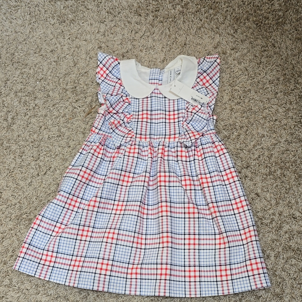 Janie and Jack Red and Blue Plaid Dress with White Collar